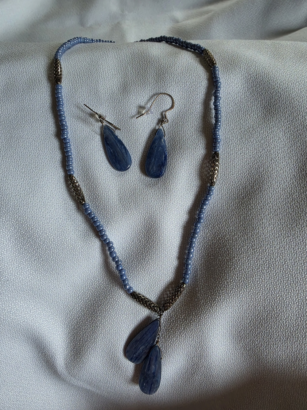 Blue Beads With Kyanite Drops